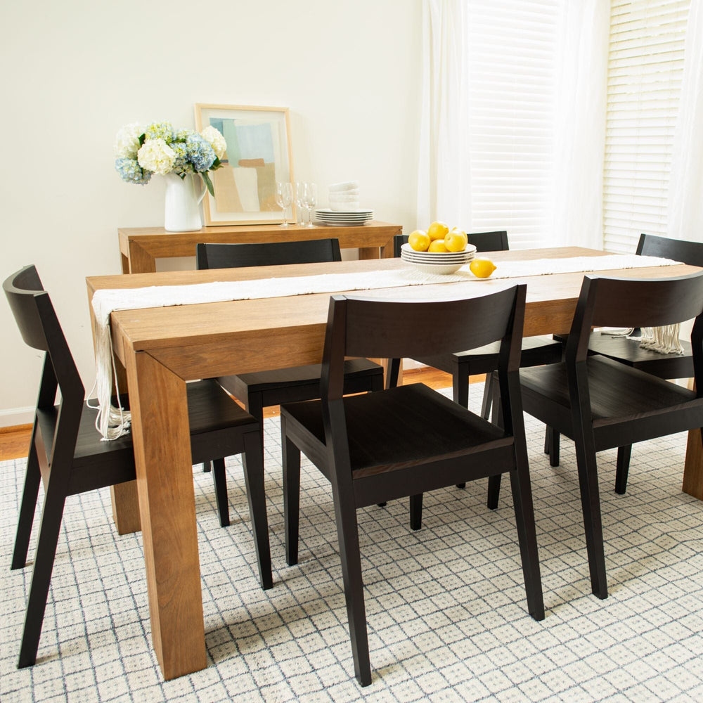 Modern Solid Wood Dining Set with 6 Black Chairs Dining Set Plank+Beam 