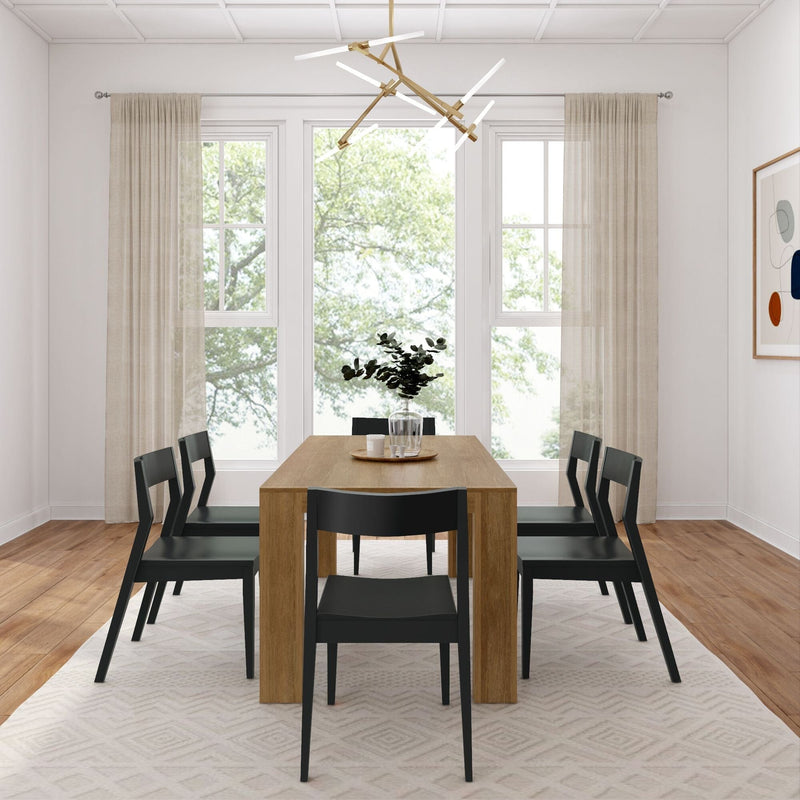 Modern Dining Set with Black Chairs - 72" Dining Set Plank+Beam 