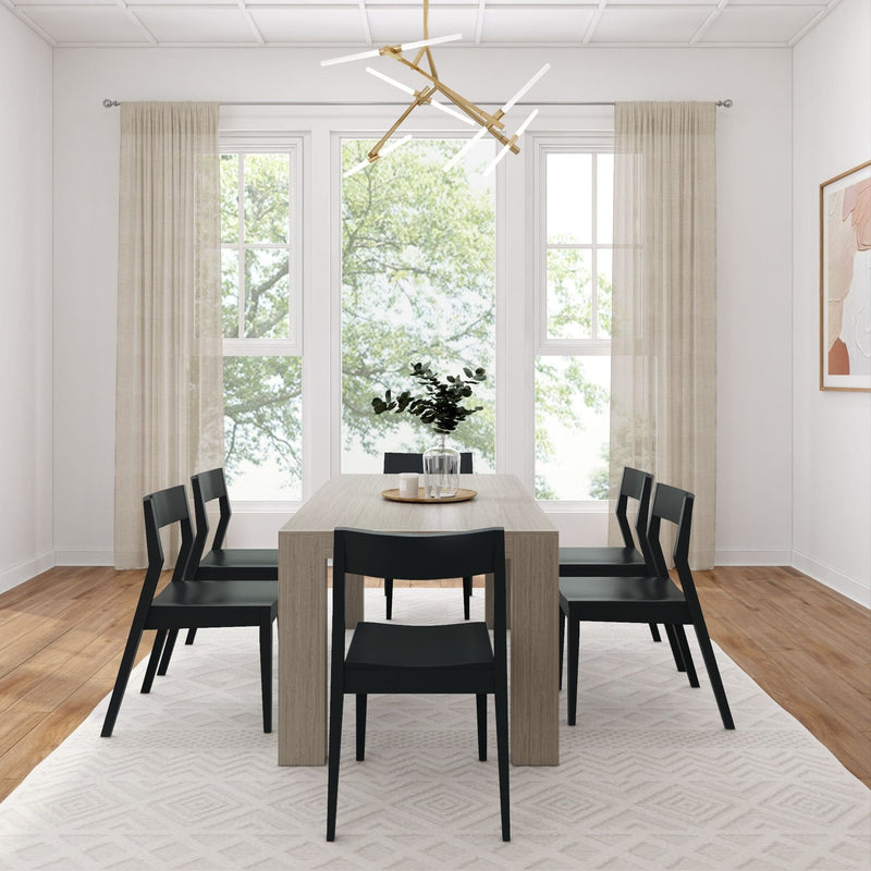 Modern Dining Set with Black Chairs - 72" Dining Set Plank+Beam 