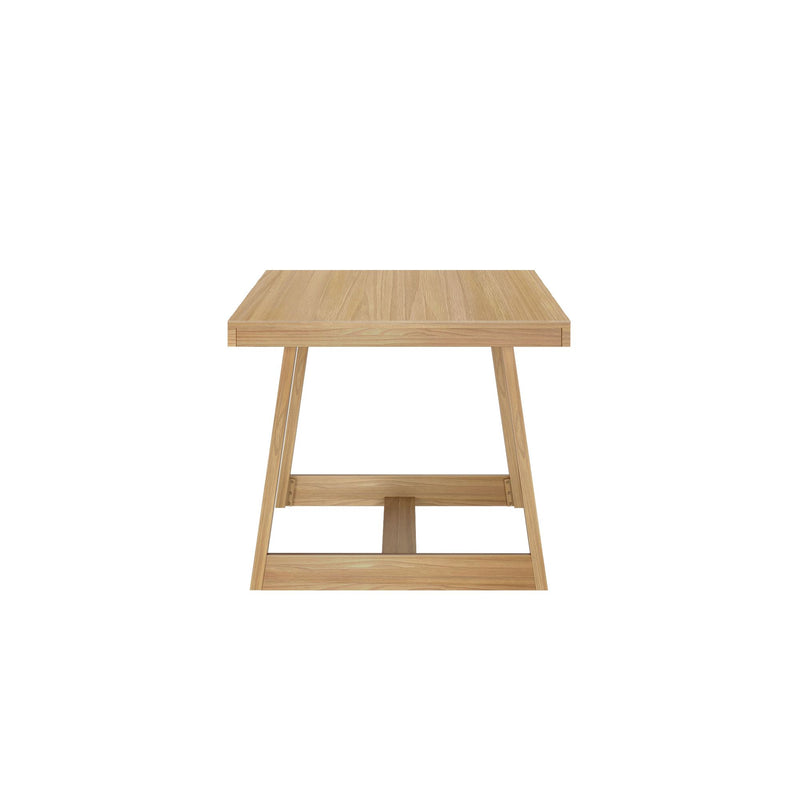 Modern wooden dining table with a sleek design, perfect for contemporary home interiors.