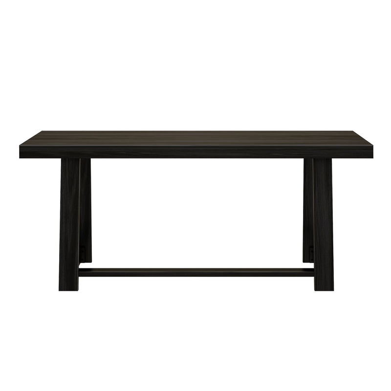 Modern black wooden dining table with sleek design for contemporary interiors.