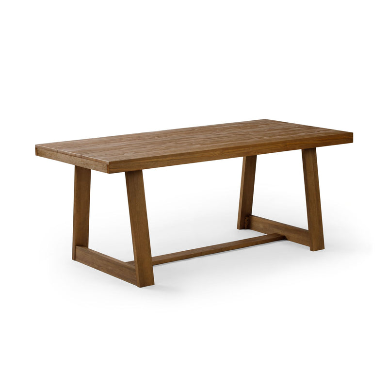 Modern wooden dining table with minimalist design and sturdy legs, perfect for contemporary interiors.