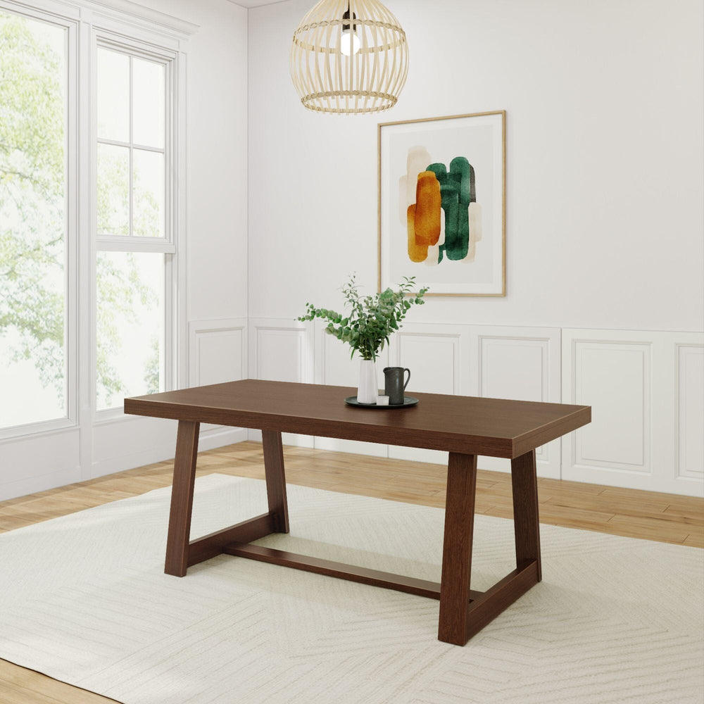 Classic Solid Wood Dining Table - 72" Dining Plank+Beam Walnut Wirebrush 