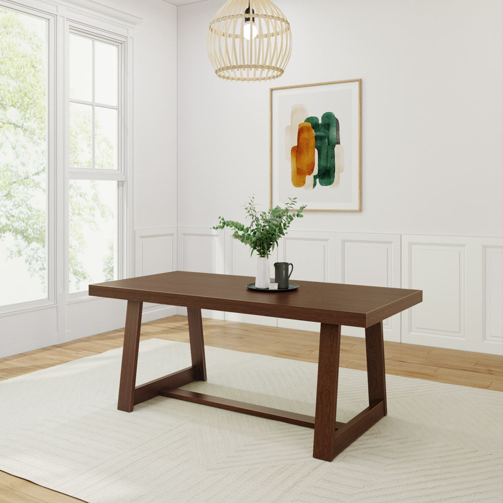Solid Wood Rectangular Table Farmhouse Solid Wood Dining Table, 72 Inch Kitchen Table for 4-6, Large ...