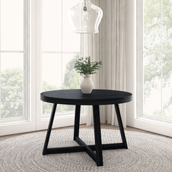 Classic Round Dining Table - 47" Dining Table Plank+Beam Black Wirebrush 