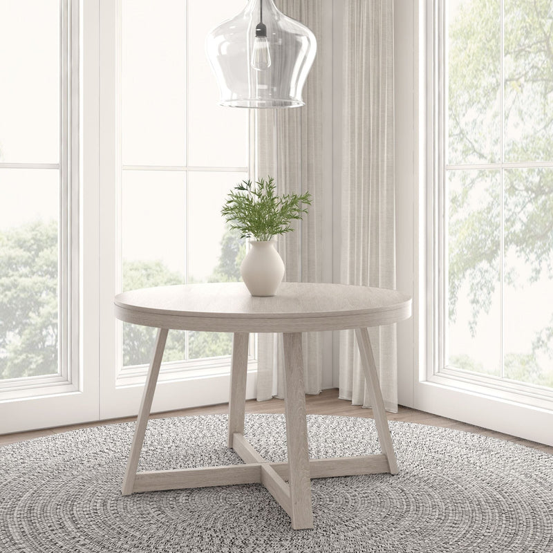 Classic Round Dining Table - 47" Dining Table Plank+Beam Seashell Wirebrush 