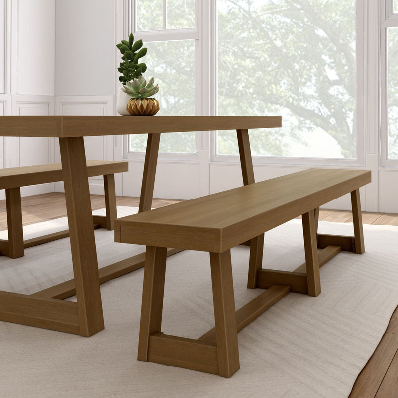 Classic Dining Bench - 85" Dining Bench Plank+Beam Pecan Wirebrush 
