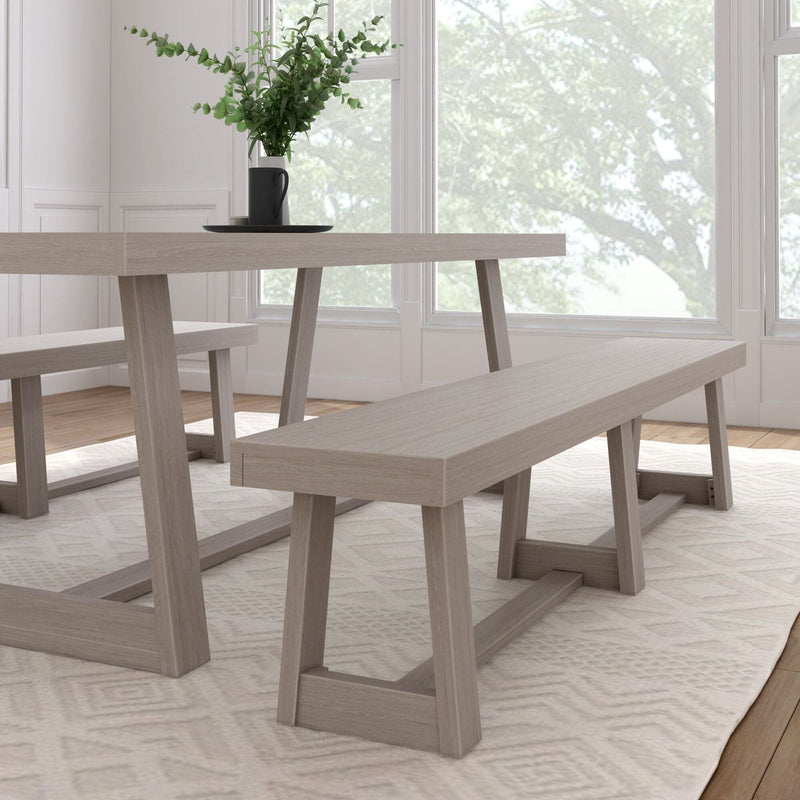 Classic Dining Bench - 85" Dining Bench Plank+Beam Seashell Wirebrush 