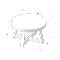 2800501000-199 : Coffee Table Classic Round Coffee Table (30in x 30in / 760mm x 760mm), Seashell Wirebrush
