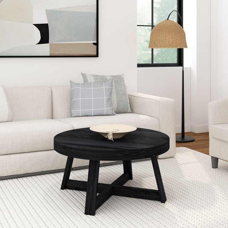 Classic Round Coffee Table - 36" Coffee Table Plank+Beam Black Wirebrush 