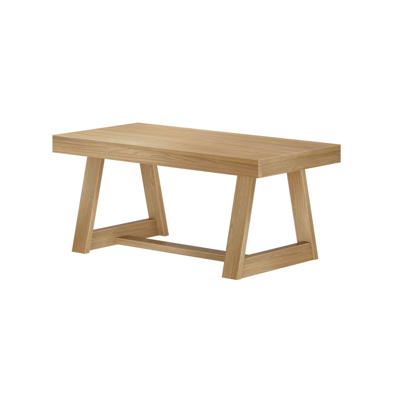 Wooden coffee table with modern minimalist design and sturdy legs.