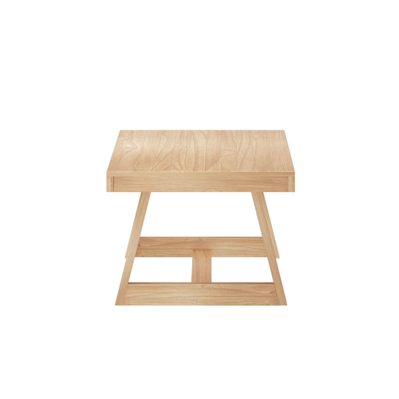 Natural wood finish side table with modern design.