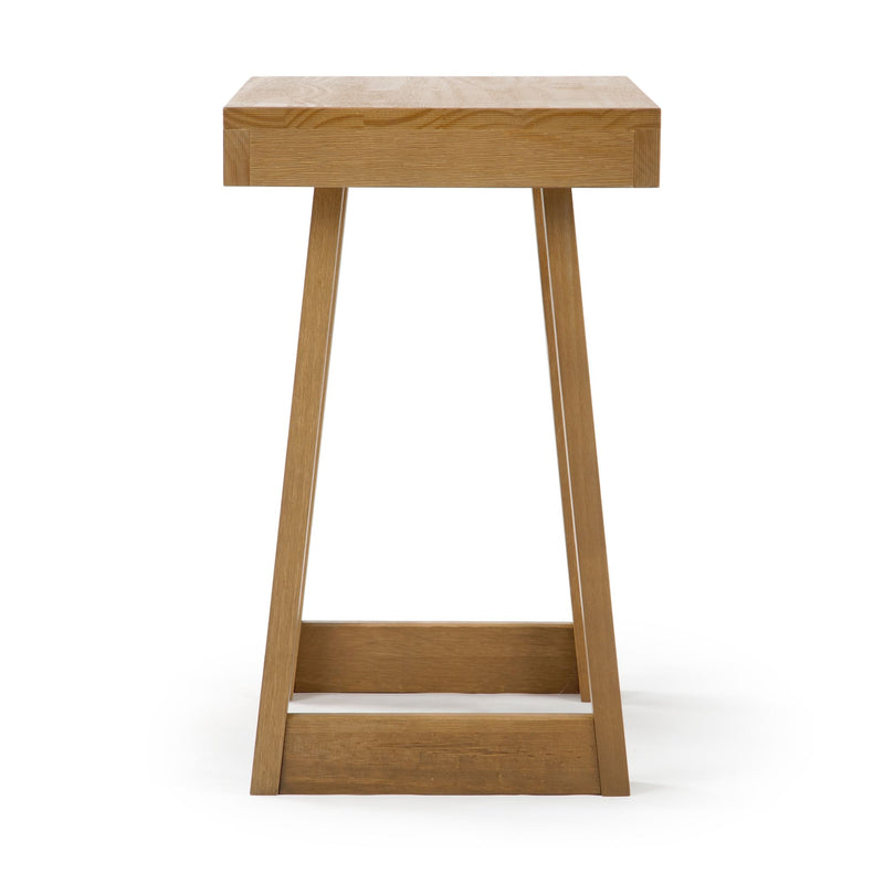 Wooden side table with minimalist design and natural finish.