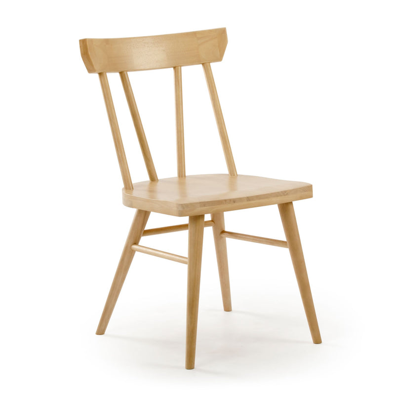 Wooden dining chair with a minimalist design and natural finish.