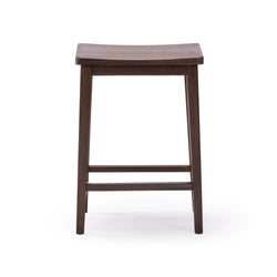 Classic wooden bar stool with dark brown finish and minimalist design for modern interiors.