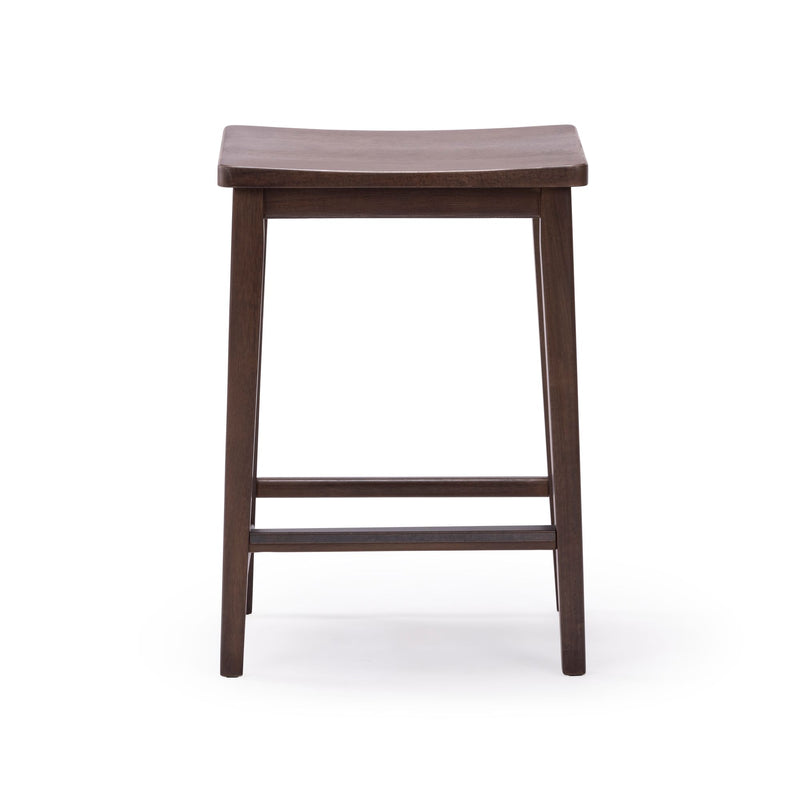Classic wooden bar stool with dark brown finish and minimalist design for modern interiors.