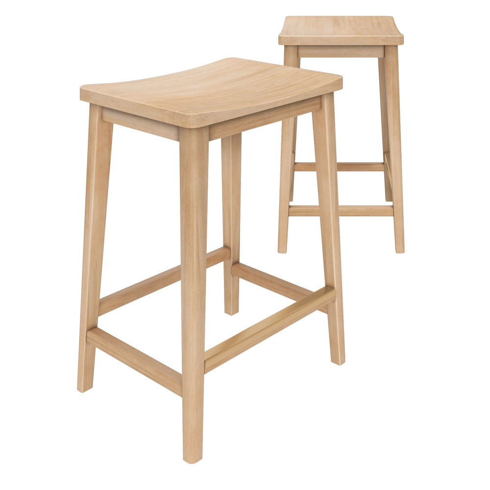 Wooden bar stools with natural finish, ideal for kitchen island seating or home bar setups.