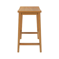 Modern wood bar stool with natural finish, side view.