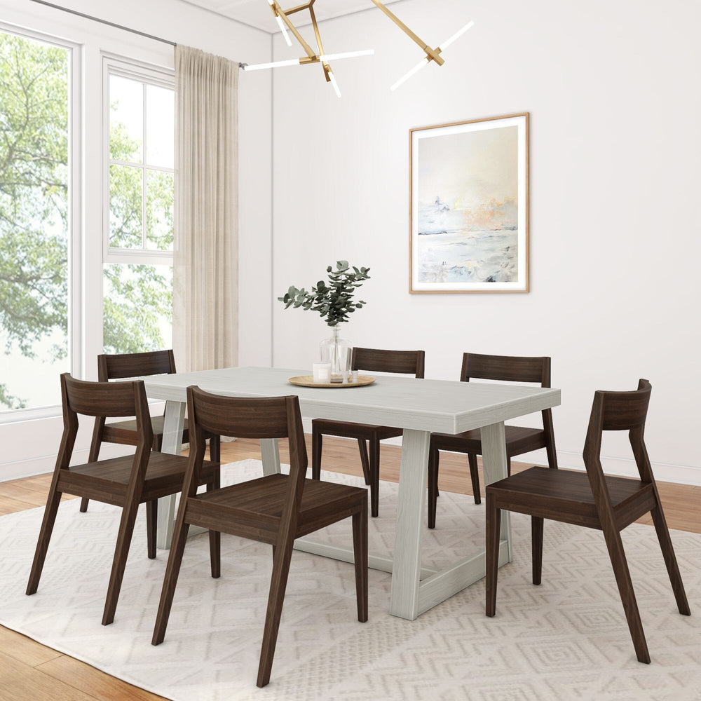 Classic Dining Set with Walnut Chairs - 72" Dining Set Plank+Beam Coastal White 