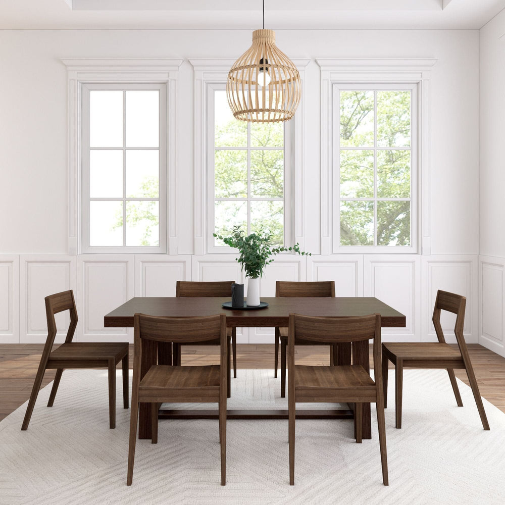 Classic Solid Wood Dining Table Set with Walnut Chairs Dining Plank+Beam 