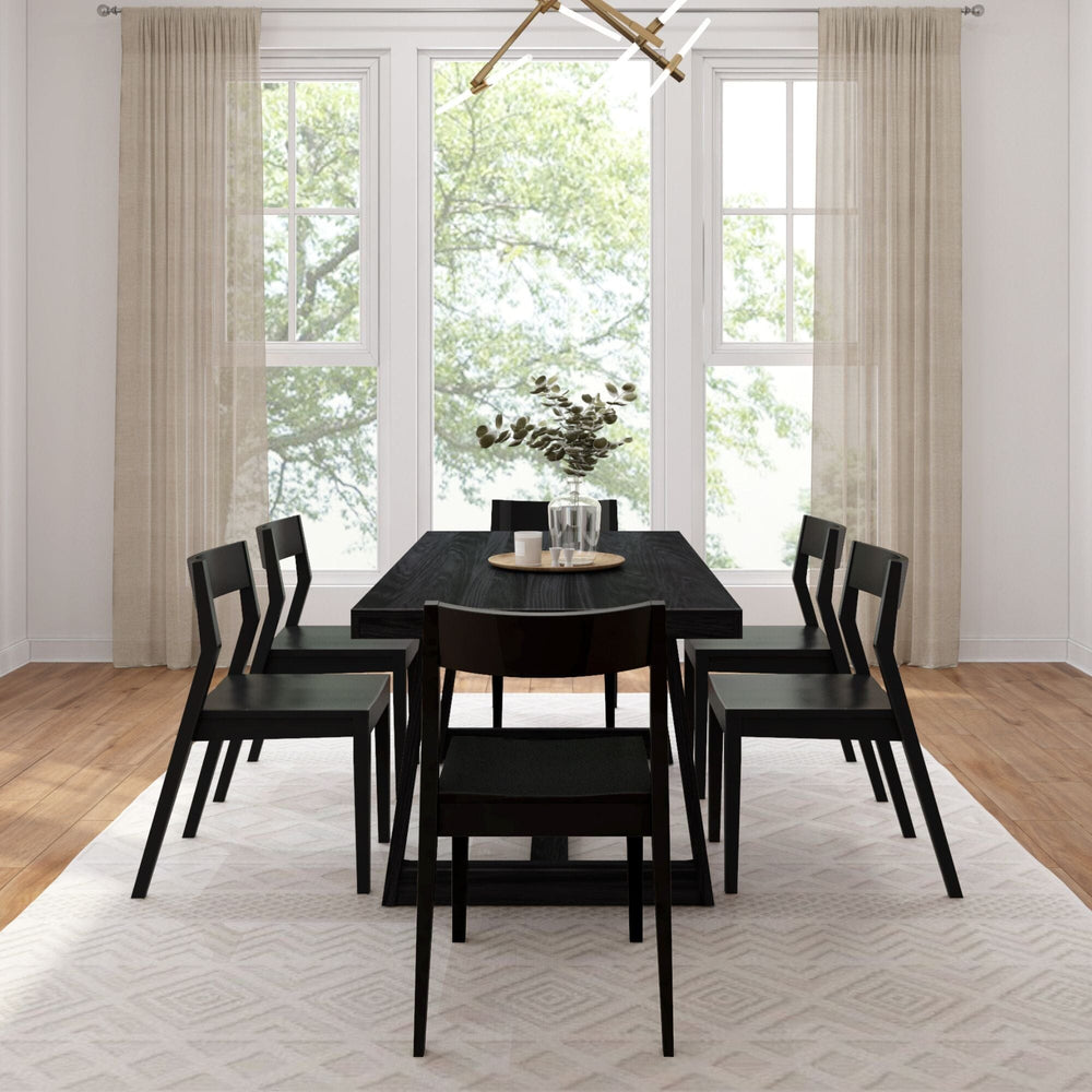 Classic Solid Wood Dining Table Set with Black Chairs Dining Set Plank+Beam 