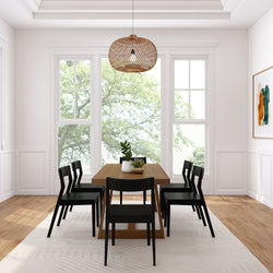 Classic Solid Wood Dining Table Set with Black Chairs Dining Set Plank+Beam 