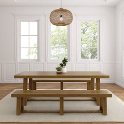 Classic Dining Table Set with Benches - 94" Dining Set Plank+Beam 