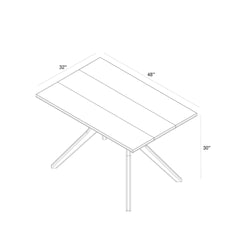 Diagram of a rectangular wooden table with dimensions 32 inches by 48 inches by 30 inches.