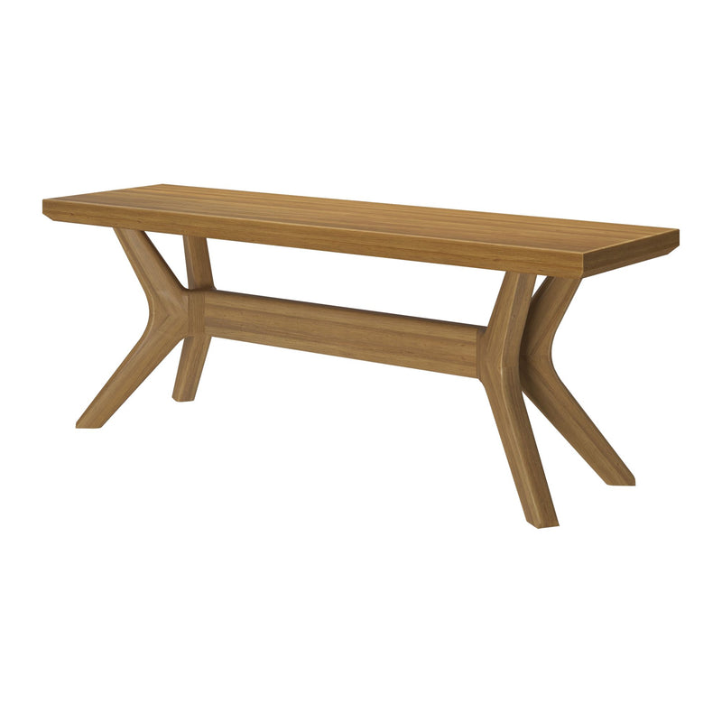 Modern wooden dining table with sleek, minimalist design and durable construction.