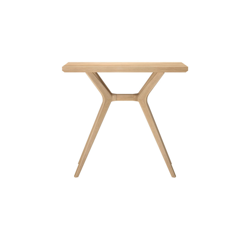 Wooden console table with modern design and angled legs, perfect for living room or hallway decor.
