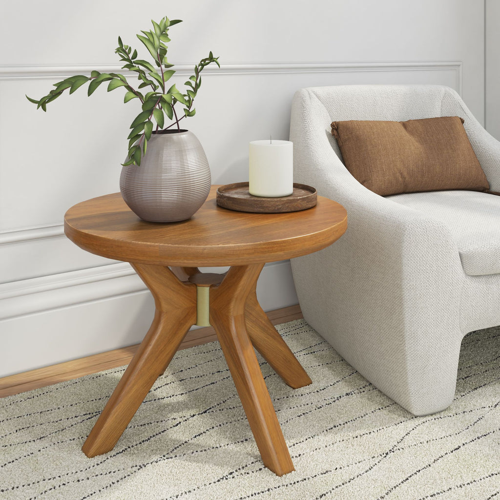 Verso Round Side Table - 24" - Pecan