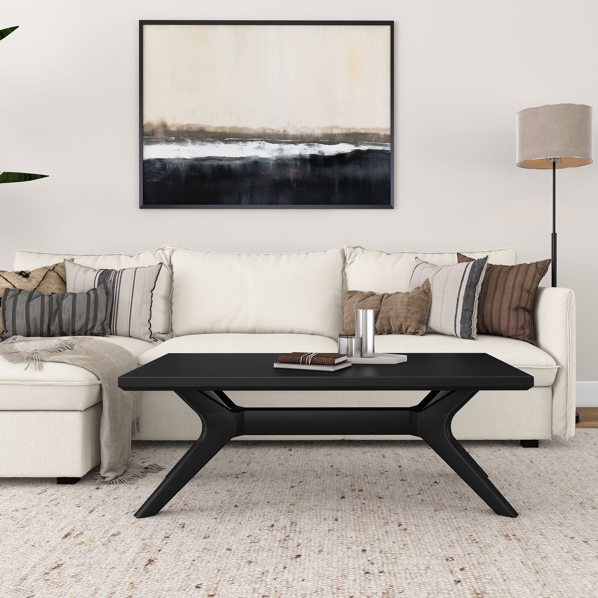 ローテーブル WIDE COFFEE TABLE Robin Solid Wood Coffee Table - Modern Oval Coffee Table with