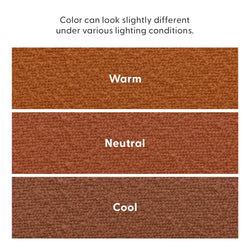 Fabric color swatches close-up showing warm, neutral, and cool lighting variations for color comparison and texture, demonstrating how fabric color can shift under different lighting conditions.