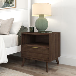 Haven Nightstand with Shelf Nightstand Plank+Beam Walnut Individual 