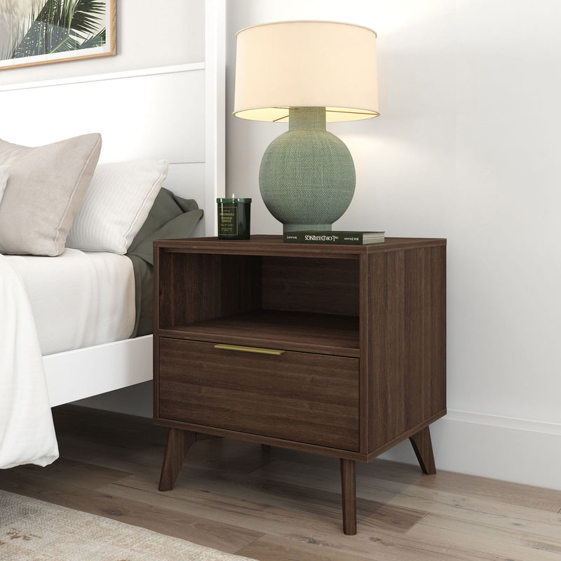 Haven Nightstand with Shelf Nightstand Plank+Beam Walnut Individual 