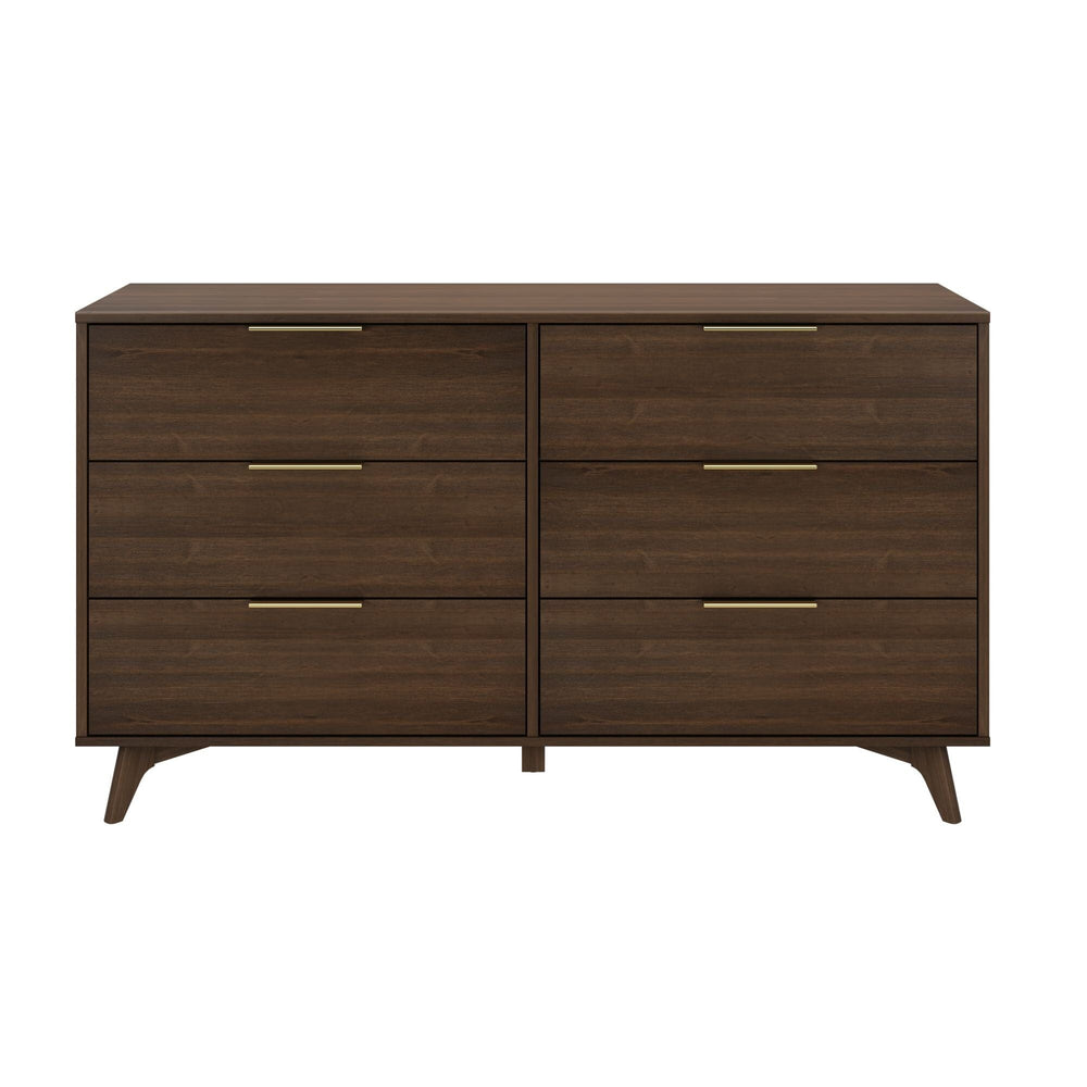 3100216000-008 : Dresser Haven 6 Drawer Dresser with Brass Handle, Walnut