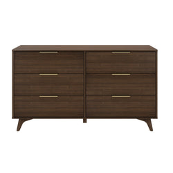 3100216000-008 : Dresser Haven 6 Drawer Dresser with Brass Handle, Walnut