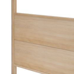 Light oak paneled wooden headboard with natural finish for modern bedroom furniture