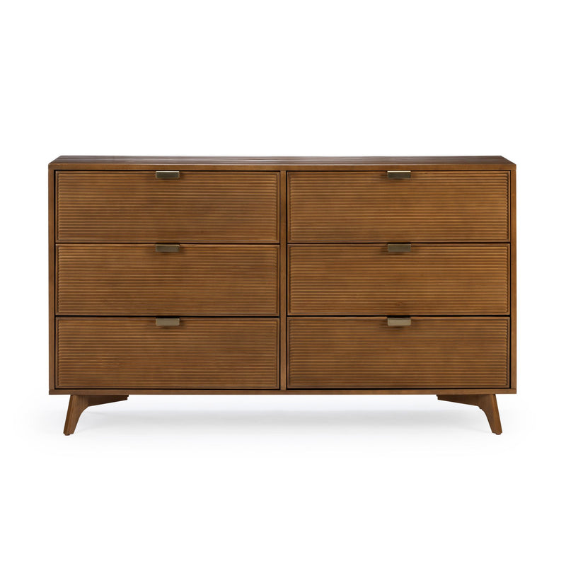 Linea 6-Drawer Double Dresser in Pecan | Solid Pine Wood Construction | Refined Contemporary Design | Easy Assembly | Plank + Beam Linea 6-Drawer Double Dresser in Pecan | Solid Pine Wood Construction | Refined Contemporary Design | Easy Assembly | Plank + Beam