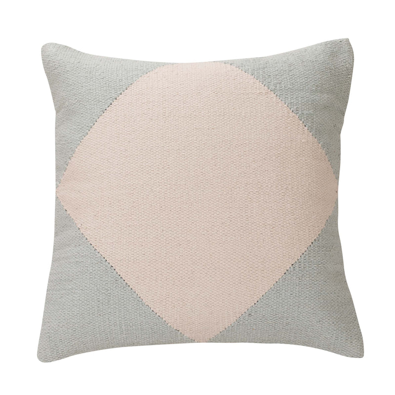 Decorative throw pillow with pastel geometric pattern, ideal for modern living room decor.