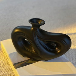 Handmade Contemporary Abstract Ceramic Black Flower Vase - Decorative Irregular Vase - Vases - Irregular Pottery Decor Vase - Regular - Inspecial Home