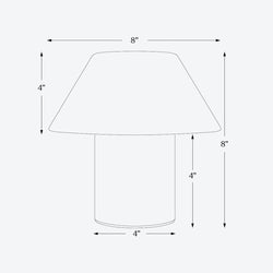 Measurement chart of a lamp with dimensions labeled in inches.