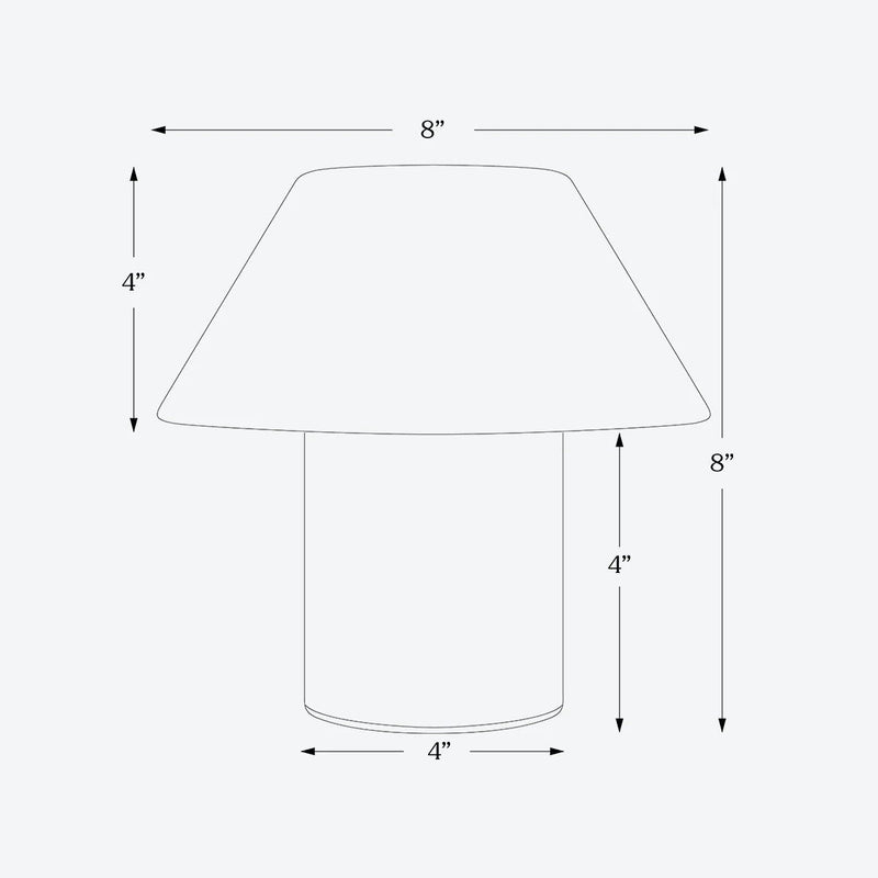 Measurement chart of a lamp with dimensions labeled in inches.