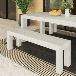 Modern Outdoor Solid Wood Bench Outdoor Bench Plank+Beam White Sand 