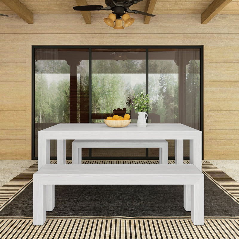 Modern Outdoor Solid Wood Bench Outdoor Bench Plank+Beam 