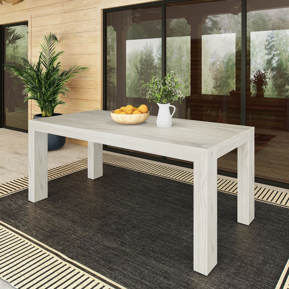 Modern Outdoor Solid Wood Table Outdoor Table Plank+Beam White Sand 