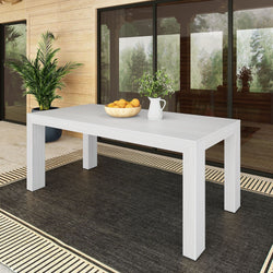 Modern Outdoor Solid Wood Table Outdoor Table Plank+Beam White Wirebrush 