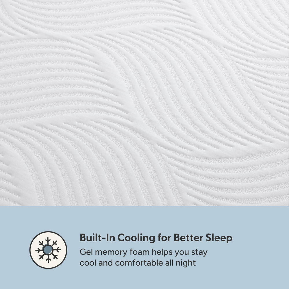 Cooling gel memory foam mattress with wavy texture for enhanced comfort and better sleep.