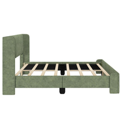 P1800146000-B03 : Single Beds Upholstered Bed with Rectangular Headboard (Full), Green