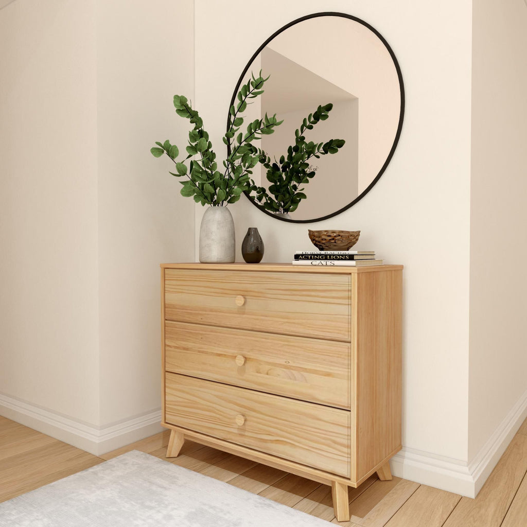 Plank+Beam Solid Wood Classic 3-Drawer Solid Wood Dresser, Small Dresser for Bedroom, Chest of Drawers